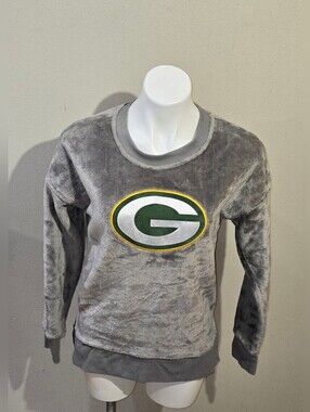 NFL Teen Green Bay Packers Fuzzy Sweater  Teen Size Medium Gray